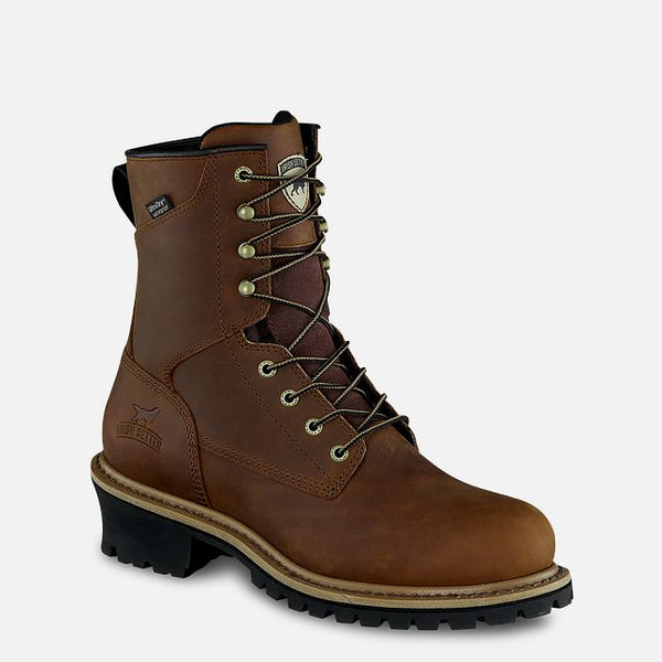 Irish Setter Mesabi Men's 8-inch Waterproof Leather Safety Toe Logger Boot, dark brown