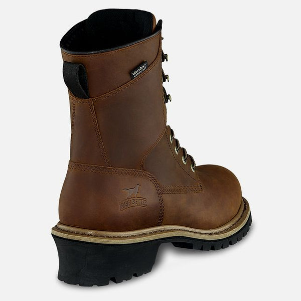 Irish Setter Mesabi Men's 8-inch Waterproof Leather Safety Toe Logger Boot, dark brown