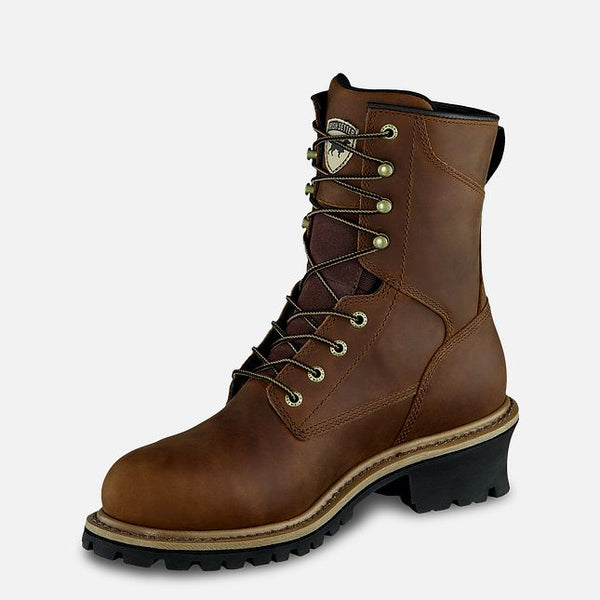 Irish Setter Mesabi Men's 8-inch Waterproof Leather Safety Toe Logger Boot, dark brown