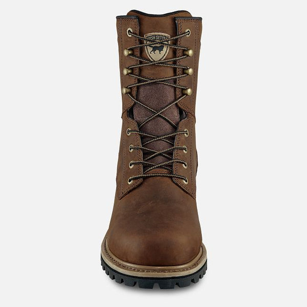 Irish Setter Mesabi Men's 8-inch Waterproof Leather Safety Toe Logger Boot, dark brown