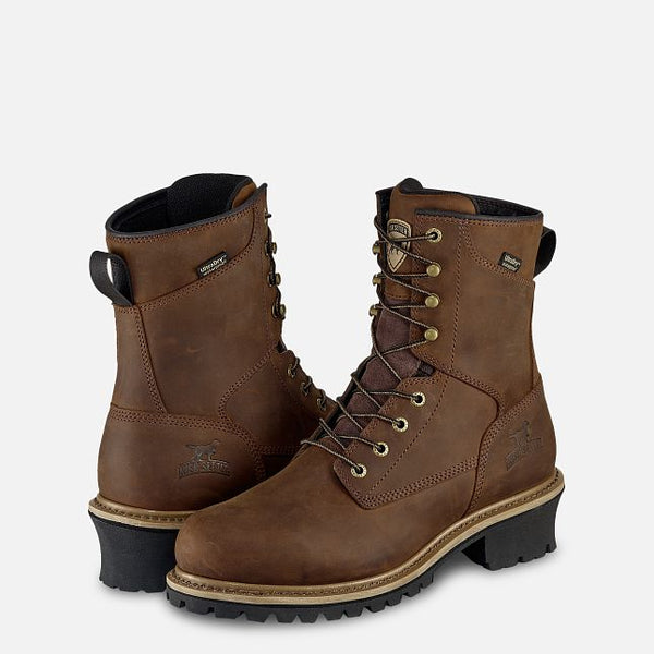 Irish Setter Mesabi Men's 8-inch Waterproof Leather Safety Toe Logger Boot, dark brown